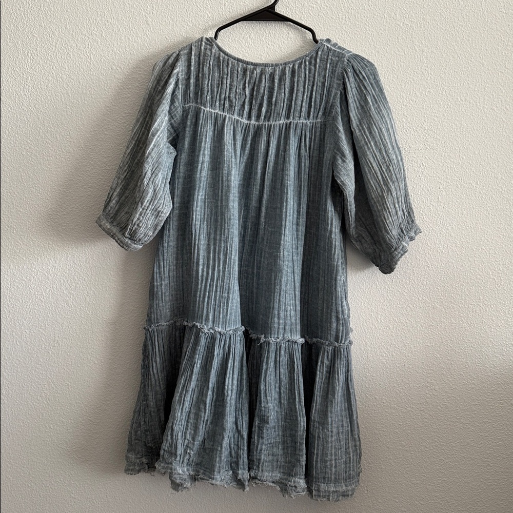 Natural Life Blue Crinkle Cotton Tiered Boho Dress Size S - Picture 2 of 10